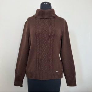 Geiger of Austria Virgin Wool Chocolate Brown Cable Knit Sweater, EU 38